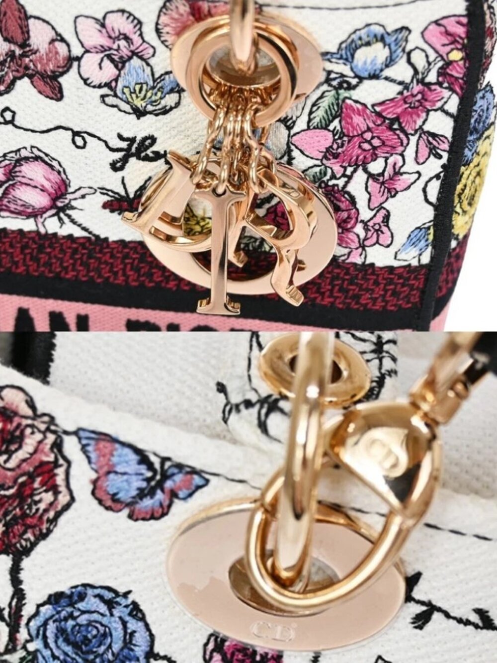 CHRISTIAN DIOR Lady D-Lite Florilegio Embroidery 2Way Hand Bag Canvas - Picture 10 of 15